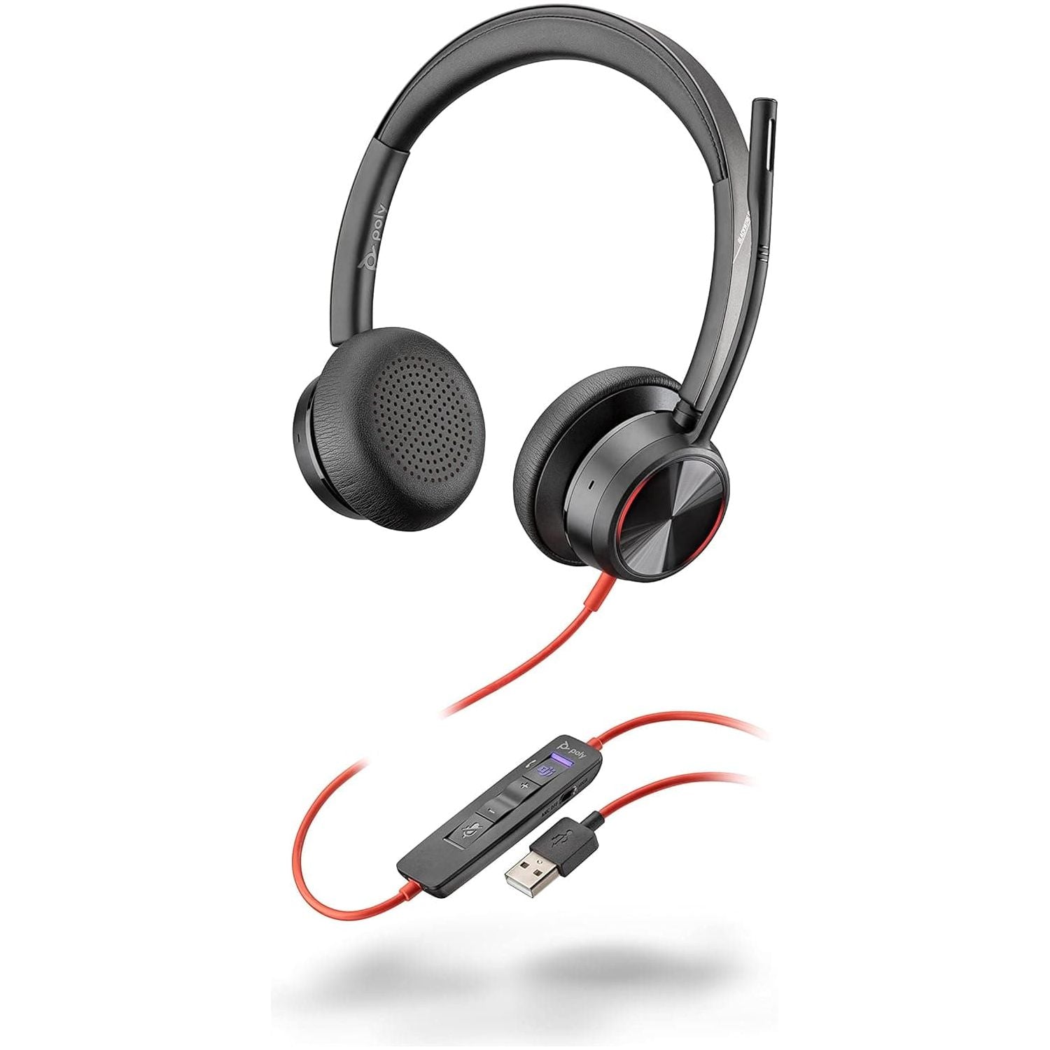 Poly - Blackwire 8225 Wired Headset with Boom Mic (Plantronics) - Dual-Ear (Stereo) Computer-Headset, USB-A to Connect to your PC/Mac, Active Noise Canceling, Works with Teams (Certified), Zoom & more - 2