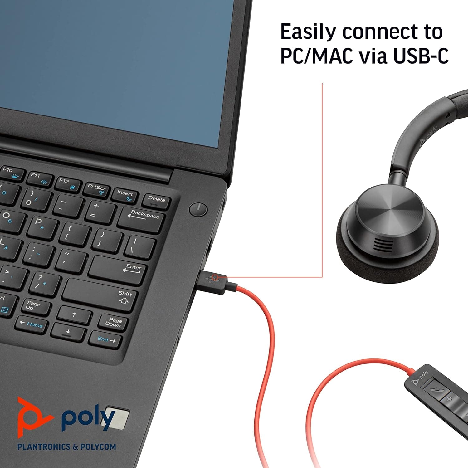 Blackwire 3320 USB-C (Poly) – Wired, Dual-Ear (Stereo) Headset with Boom Mic – USB-C to connect to your PC and/or Mac – Works with Teams, Zoom, & more - 3