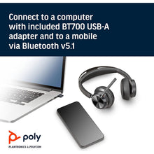 Poly - Voyager Focus 2 UC Bluetooth Headset + Charging Cradle (Plantronics) - Stereo headset with boom microphone, USB-A for PC/Mac - Active Noise Canceling - Works with Teams (Certified) , black - 7