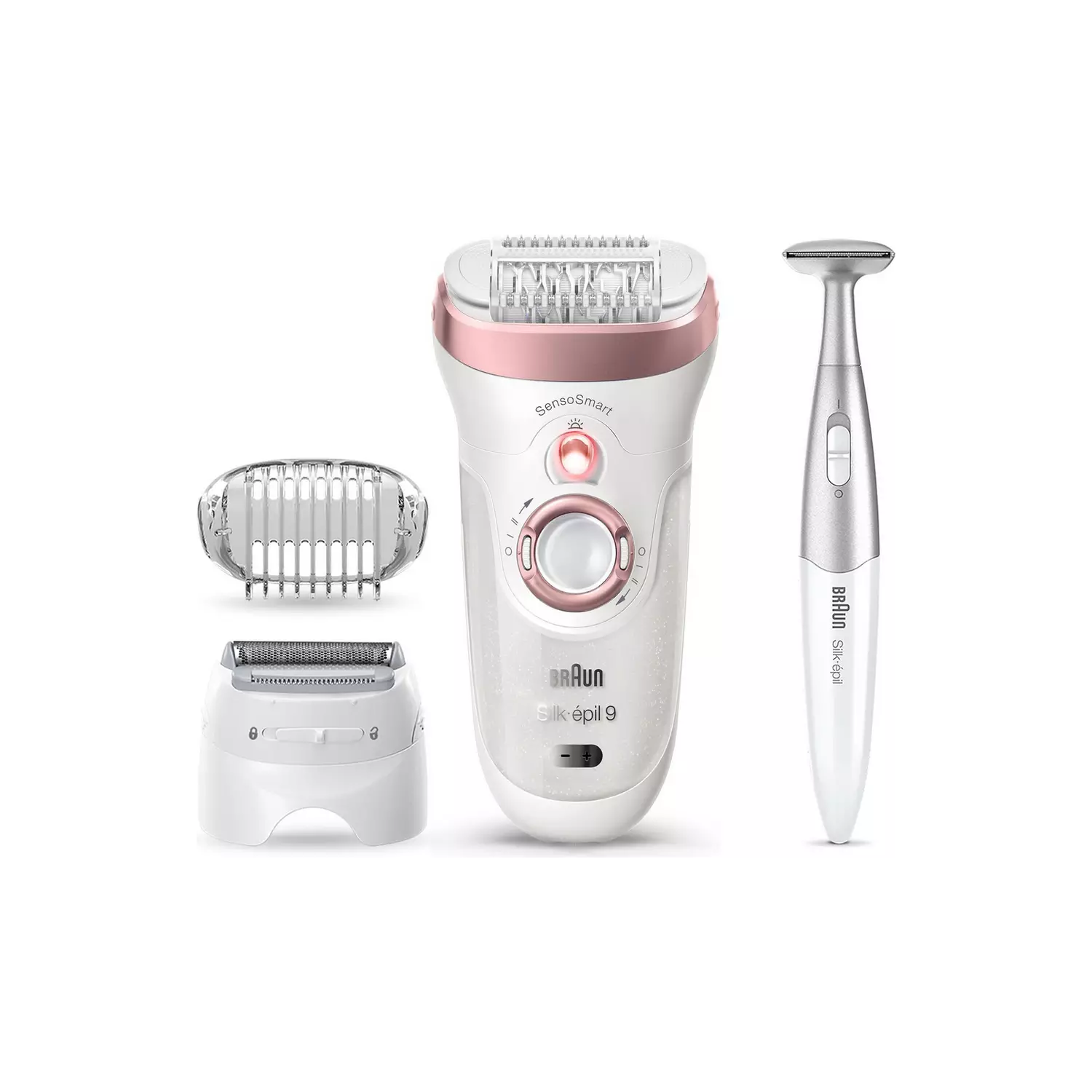 Braun Silk-pil 9 Epilator for Long-Lasting Hair Removal with Electric Shaver & Trimmer & Bikini Trimmer, 100% Waterproof, UK 2 Pin Plug, 9-890, White - 1