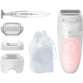 Braun Silk-épil 5 Epilator For Hair Removal, 3 In 1, Includes Shaver & Trimmer Head, Cordless, Gentle Hair Removal Setting, Wet & Dry, 100% Waterproof, 2 Pin Bathroom Plug, 5-820, White/Pink - 1