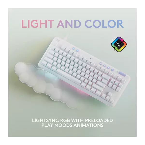 Logitech G G713 Wired Mechanical Gaming Keyboard with LIGHTSYNC RGB Lighting, Tactile Switches (GX Brown) and Keyboard Palm Rest, PC and Mac Compatible - White Mist - 2
