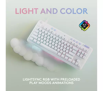 Logitech G G713 Wired Mechanical Gaming Keyboard with LIGHTSYNC RGB Lighting, Tactile Switches (GX Brown) and Keyboard Palm Rest, PC and Mac Compatible - White Mist - 2