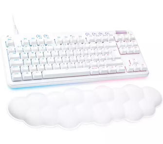 Logitech G G713 Wired Mechanical Gaming Keyboard with LIGHTSYNC RGB Lighting, Tactile Switches (GX Brown) and Keyboard Palm Rest, PC and Mac Compatible - White Mist - 1