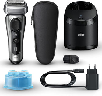 Braun Series 8 Electric Shaver for Men, 4+1 Shaving Elements & Precision Long Hair Trimmer, SmartCare Center, Wet & Dry Electric Razor with 60 Min. Runtime, Gifts for Men,8567cc, Silver - 6
