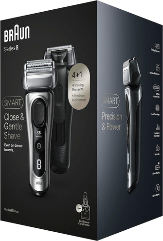 Braun Series 8 Electric Shaver for Men, 4+1 Shaving Elements & Precision Long Hair Trimmer, SmartCare Center, Wet & Dry Electric Razor with 60 Min. Runtime, Gifts for Men,8567cc, Silver - 7