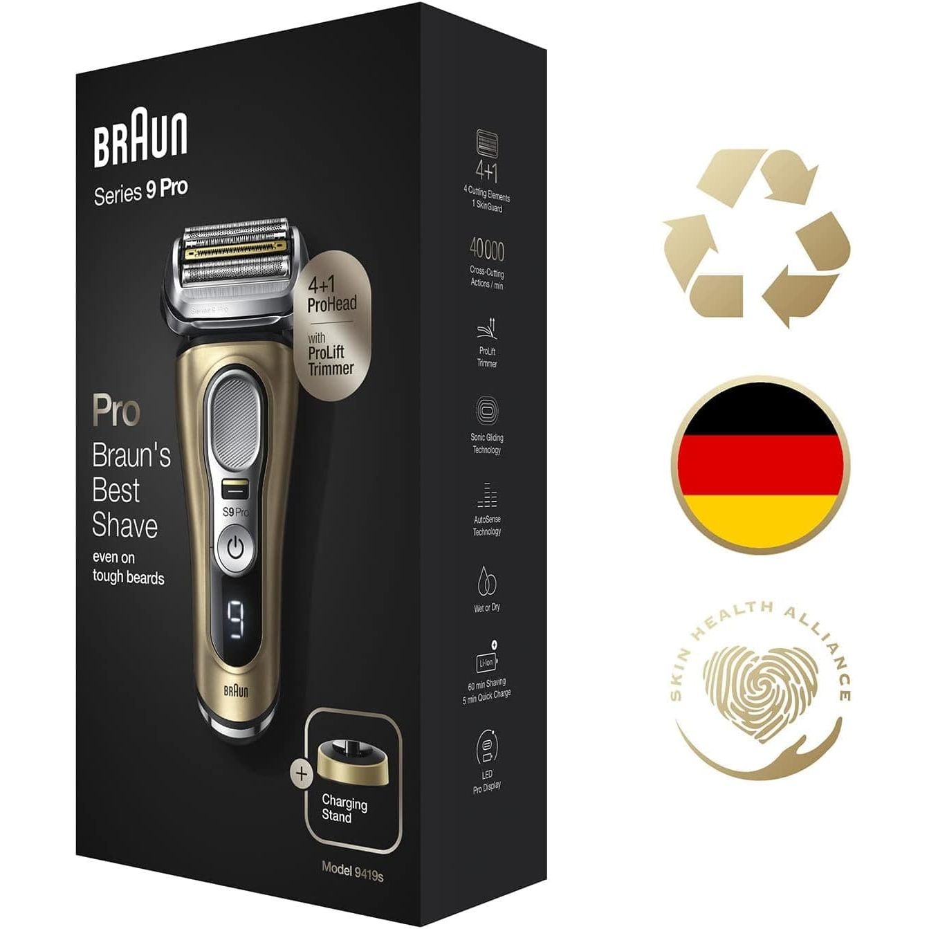 Braun 9 Pro Rechargeable Men's Electric Shaver - Gold - 8