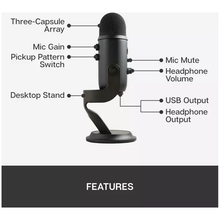 Logitech Blue Yeti USB Microphone for PC, Mac, Gaming, Recording, Streaming, Podcasting, Studio and Computer Condenser Mic with Blue VO!CE effects, 4 Pickup Patterns, Plug and Play – Black - 8