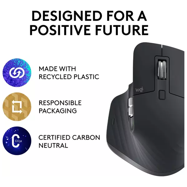 Logitech MX Master 3S - Wireless Performance Mouse with Ultra-Fast Scrolling, Ergonomic, 8K DPI, Glass Tracking, Silent Clicks, USB-C, Bluetooth, Windows, Linux, Chrome - Dark Gray - 5