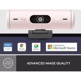 Logitech Brio 500 Full HD Webcam with Auto Light Correction, show Mode, Dual Noise Reduction Mics, Webcam Privacy Cover, Works with Microsoft Teams, Google Meet, Zoom, USB-C Cable, Streaming - Pink - 2