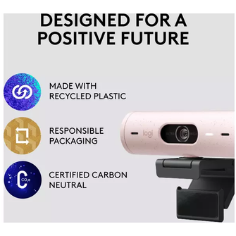 Logitech Brio 500 Full HD Webcam with Auto Light Correction, show Mode, Dual Noise Reduction Mics, Webcam Privacy Cover, Works with Microsoft Teams, Google Meet, Zoom, USB-C Cable, Streaming - Pink - 10
