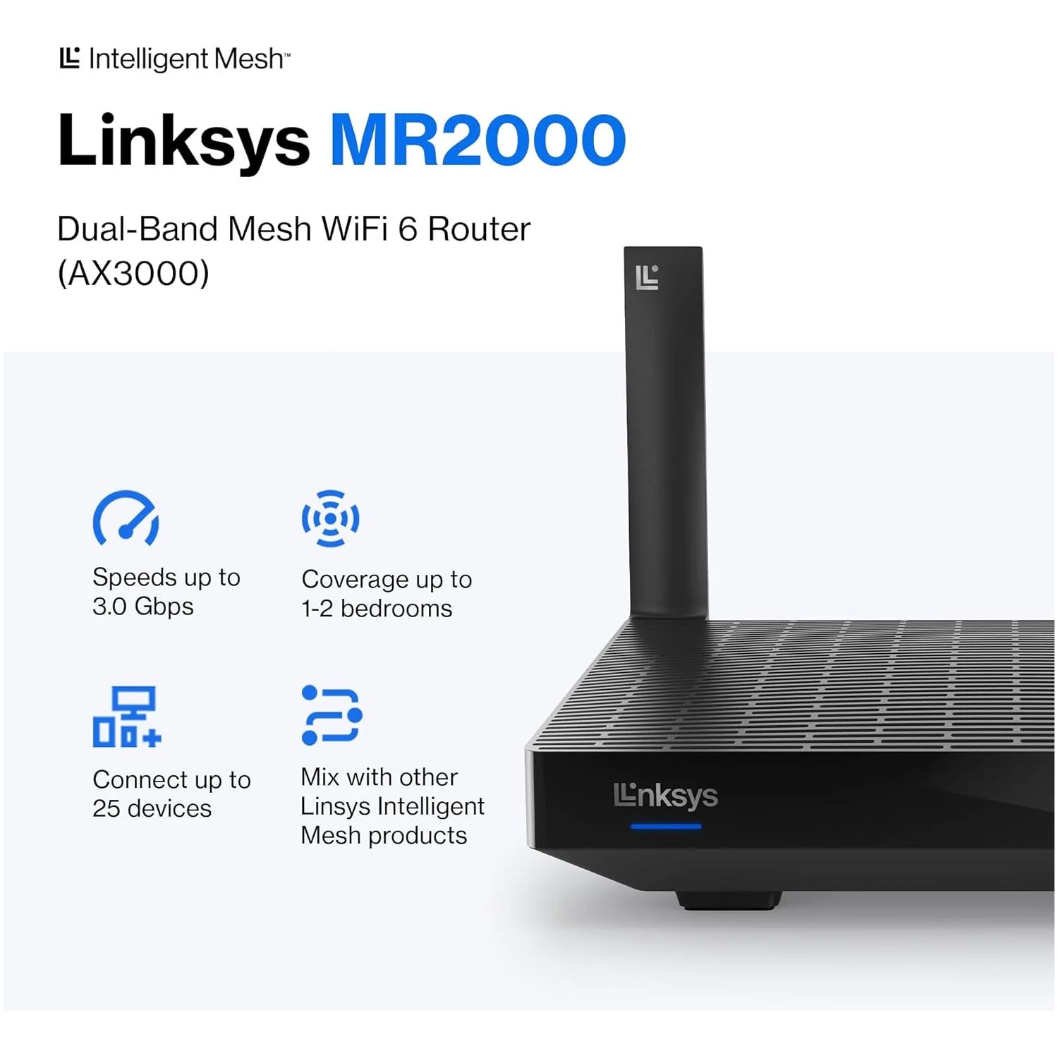 Linksys Hydra 6 Dual Band Mesh WiFi 6 Router (AX3000) - Wireless Gaming Router With Up To 3.0 Gbps Speed - 2