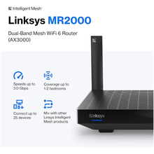 Linksys Hydra 6 Dual Band Mesh WiFi 6 Router (AX3000) - Wireless Gaming Router With Up To 3.0 Gbps Speed - 2