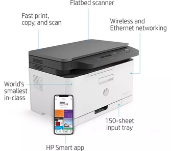 HP MFP 178nw AirPrint All-in-One Wireless Laser Colour Printer - White - 7