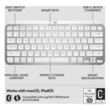 LOGITECH MX Keys Mini for Mac Wireless Keyboard - Pale Grey - 6