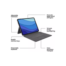Logitech Combo Touch iPad Pro 12.9 Inch Tablet Case - Grey - 5