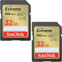 SanDisk 32GB Extreme SDHC cards (2-pack) + RescuePRO Deluxe, up to 100MB/s, Class 10, U3, V30, 4K UHD - 1