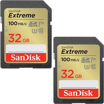 SanDisk 32GB Extreme SDHC cards (2-pack) + RescuePRO Deluxe, up to 100MB/s, Class 10, U3, V30, 4K UHD - 1