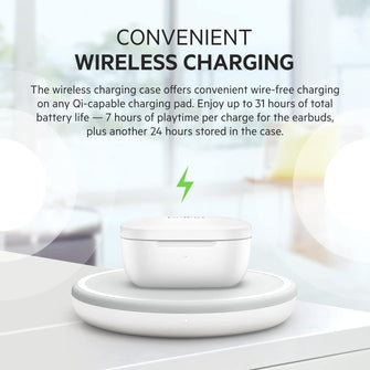 Belkin SOUNDFORM Flow True Wireless Earbuds with Active Noise Cancellation, Bluetooth Earphones with Wireless Charging, IPX5 Sweat and Water Resistant, 31H Play Time, for iPhone, Galaxy, Pixel - White - 7