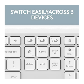 Logitech Signature Slim MK950 Wireless Keyboard, Sleek Design, Switch Typing Between Devices, Quiet Typing, Bluetooth, Multi-OS, Windows, Mac, Chrome, QWERTY UK Layout, White - 2