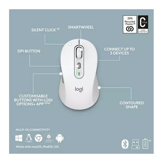 Logitech Signature Slim MK950 Wireless Keyboard, Sleek Design, Switch Typing Between Devices, Quiet Typing, Bluetooth, Multi-OS, Windows, Mac, Chrome, QWERTY UK Layout, White - 5