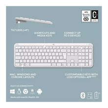 Logitech Signature Slim MK950 Wireless Keyboard, Sleek Design, Switch Typing Between Devices, Quiet Typing, Bluetooth, Multi-OS, Windows, Mac, Chrome, QWERTY UK Layout, White - 6