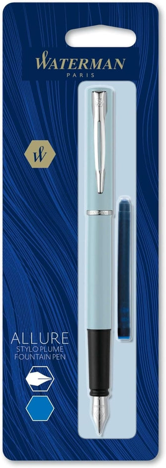 Waterman Paris Allure Fountain Pen, 0.5 mm, Fine Point, Baby Blue Pastel Lacquer, Blue Ink - 1