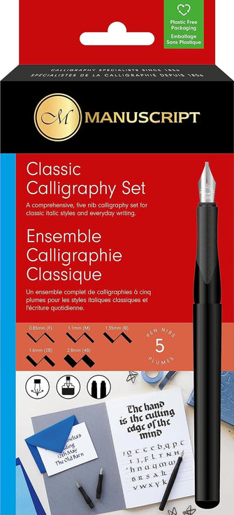 MANUSCRIPT Classic Calligraphy Writing Pen Set - 5 Nib Set for Classic Italic & Everyday Writing Styles - Right Hand - 2