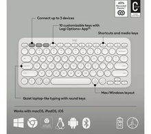 LOGITECH Pebble Keys 2 K380S Wireless Keyboard - White - 5
