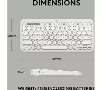 LOGITECH Pebble Keys 2 K380S Wireless Keyboard - White - 6