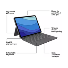 LOGITECH Combo Touch iPad Pro 11" Keyboard Folio Case - Grey (Like New) - 5