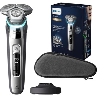 Philips Series 9000 S9974/35 Wet & Dry Electric Shaver – SkinIQ, Charging Stand, Travel Case, Dark Chrome