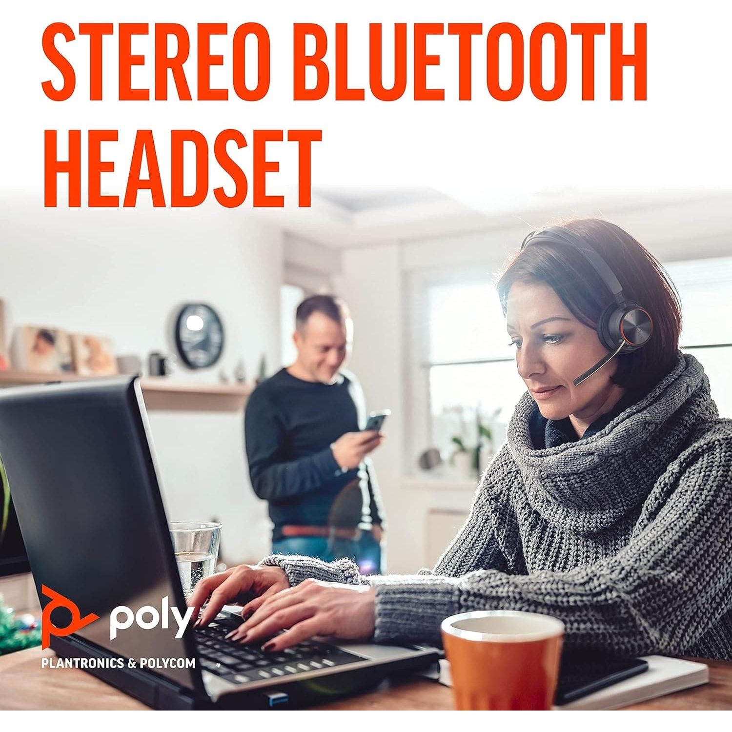 Poly - Voyager Focus 2 UC USB-C Headset with Stand (Plantronics) - Bluetooth Dual-Ear (Stereo) Headset with Boom Mic - USB-C PC/Mac Compatible - Active Noise Canceling - Works with Teams, Zoom & more - 2