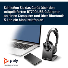 Poly - Voyager Focus 2 UC USB-C Headset with Stand (Plantronics) - Bluetooth Dual-Ear (Stereo) Headset with Boom Mic - USB-C PC/Mac Compatible - Active Noise Canceling - Works with Teams, Zoom & more - 7