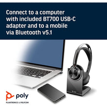 Poly - Voyager Focus 2 UC USB-C Headset with Stand (Plantronics) - Bluetooth Dual-Ear (Stereo) Headset with Boom Mic - USB-C PC/Mac Compatible - Active Noise Canceling - Works with Teams, Zoom & more - 6