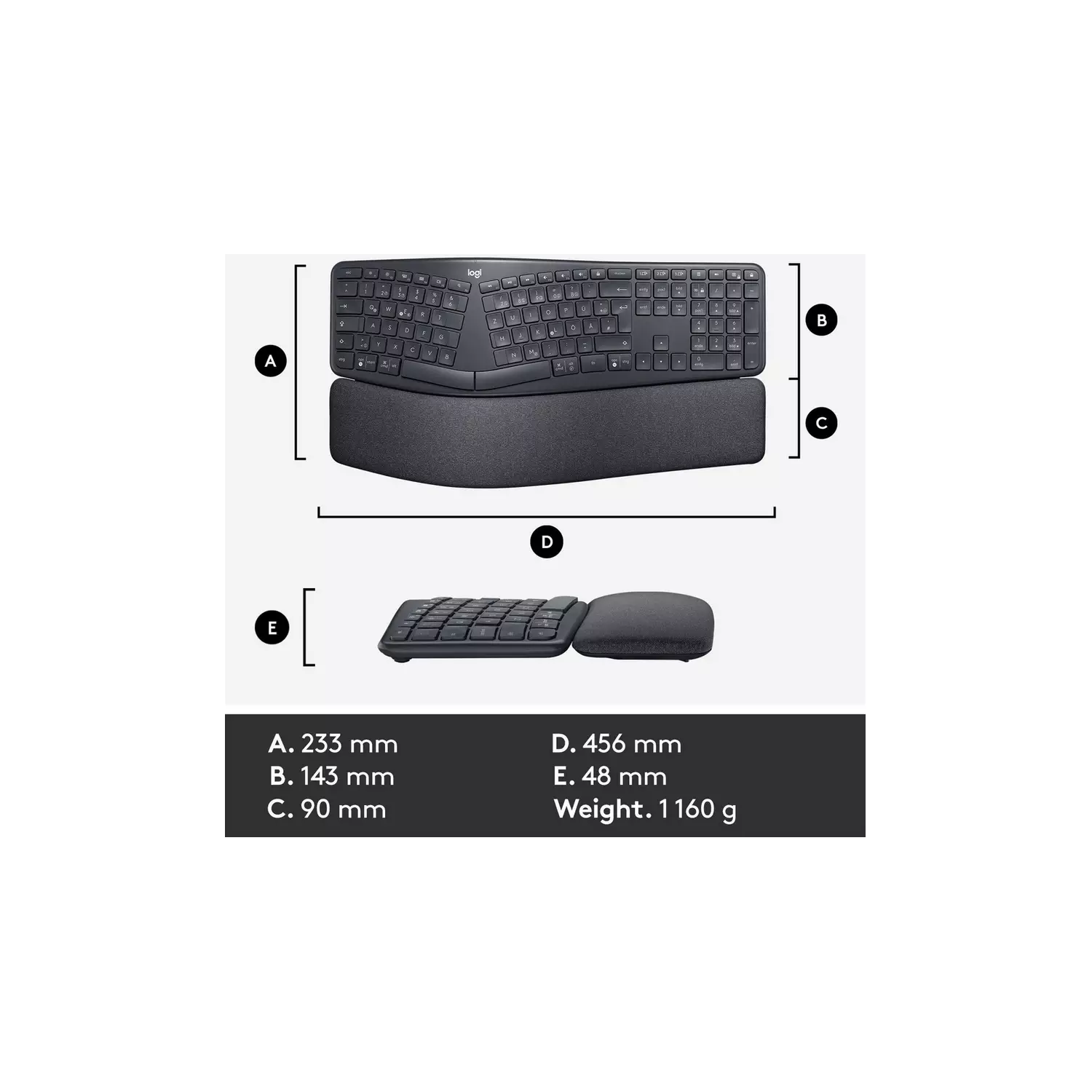 Logitech ERGO K860 Wireless Ergonomic Keyboard - Grey - 3