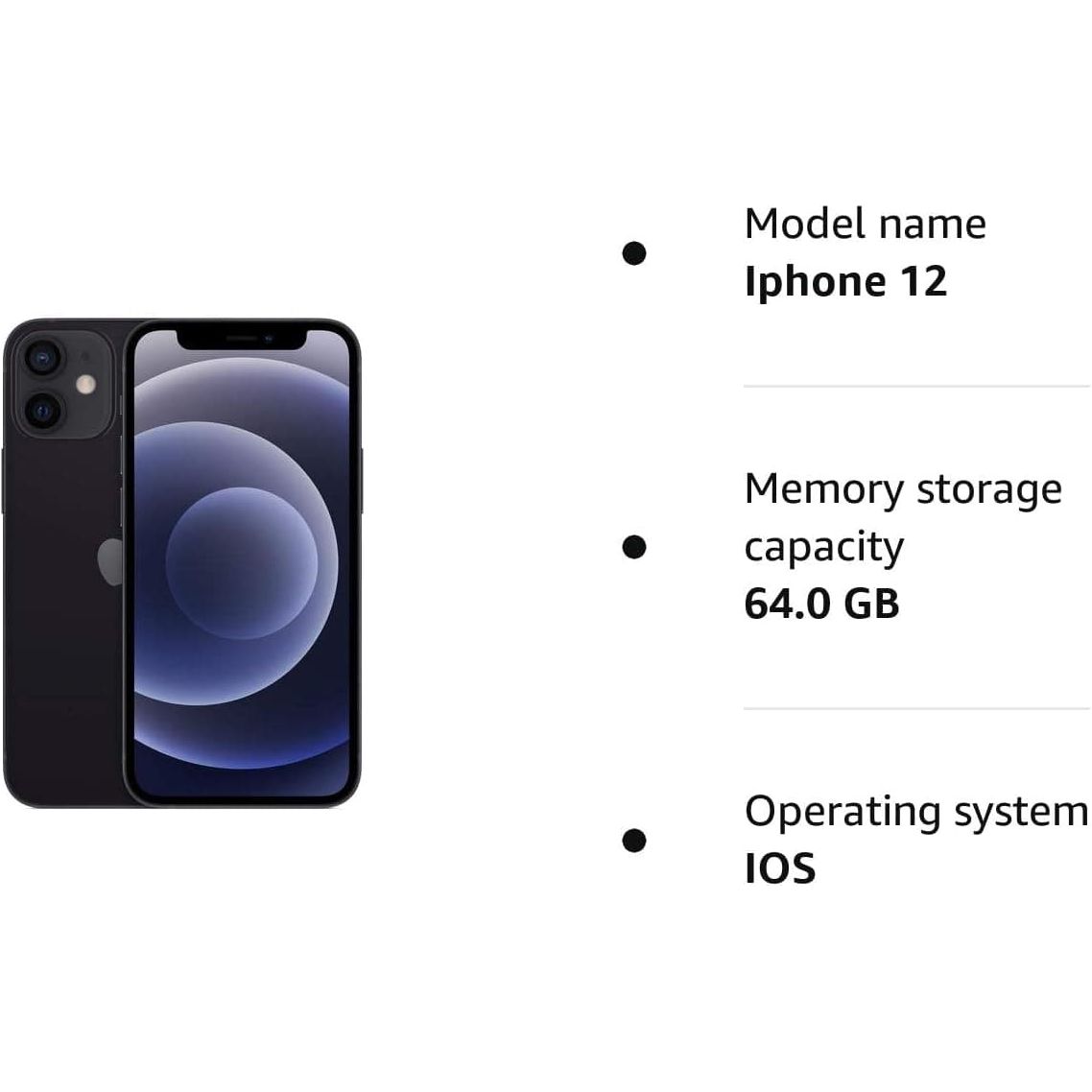 Apple iPhone 12 mini, 64GB - Black - 5