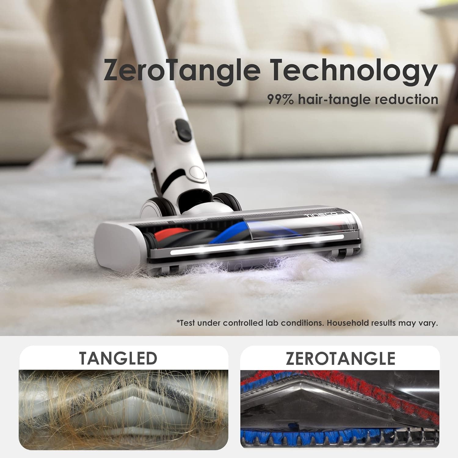 Tineco Pure ONE S15 Smart Cordless Vacuum Cleaner, Stick Vacuum with ZeroTangle Brush & Fade-Free Suction - 3