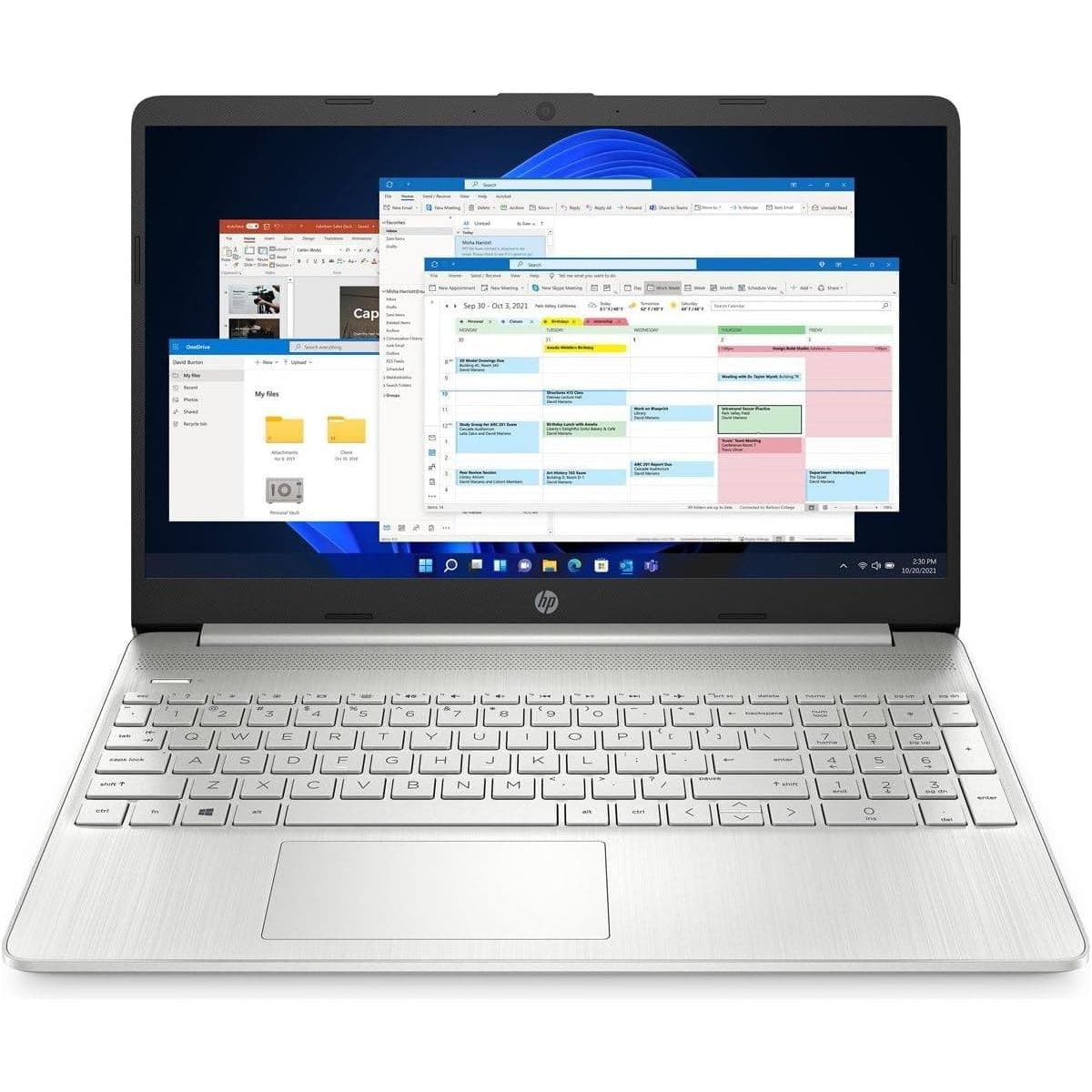 HP Laptop PC 15s-fq0028na - Intel Pentium Silver N5030 Processor - 4GB RAM - 128GB SSD - 15.6 inch HD display - Windows 11 Home - Natural Silver - 6