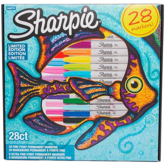 Sharpie Fish Limited Edition Permanent Markers, Fine Nib, Assorted Ink (Pack of 28) - 1