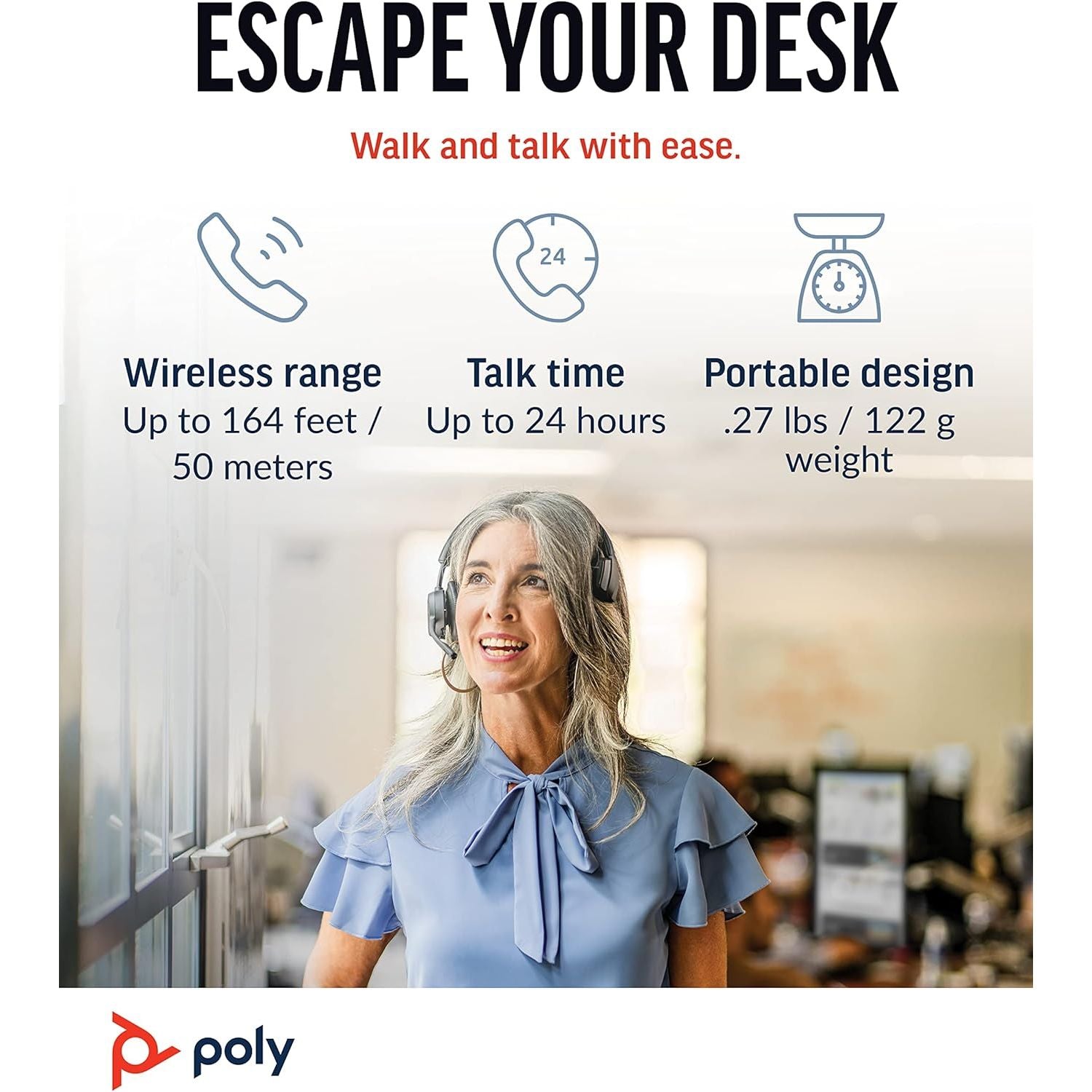Poly Voyager 4310 UC Wireless Headset - Single-Ear Bluetooth Headset w/Noise-Canceling Boom Mic - Long Battery Life - Connect to PC/Mac/Mobile via Bluetooth - Works w/Teams, Zoom & More, Plantronics - 4