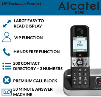 Alcatel F890 Voice Trio - Cordless Phone with answering machine and 3 Handsets - Landline Home Phones - Call Blocking Telephones - 4