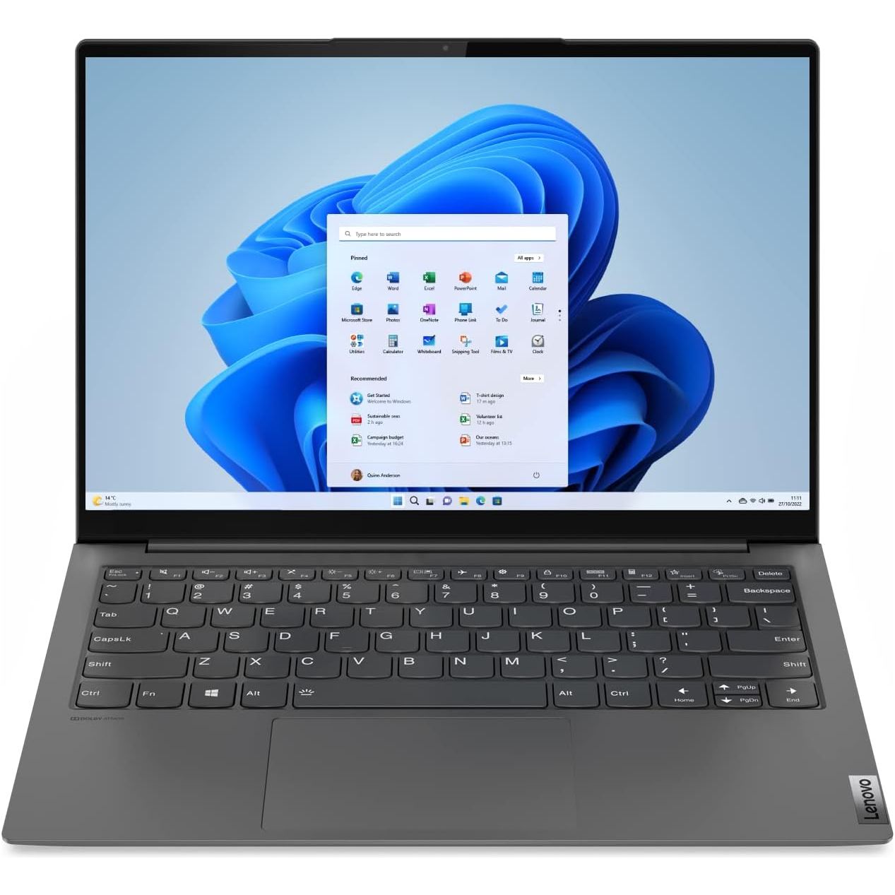 Lenovo Yoga Slim 7 13.3 Inch 2.5K Laptop - AMD Ryzen 7 5800U, Integrated AMD Radeon Graphics, 8GB RAM, 512GB SSD, Windows 11 - Iron Grey - 1