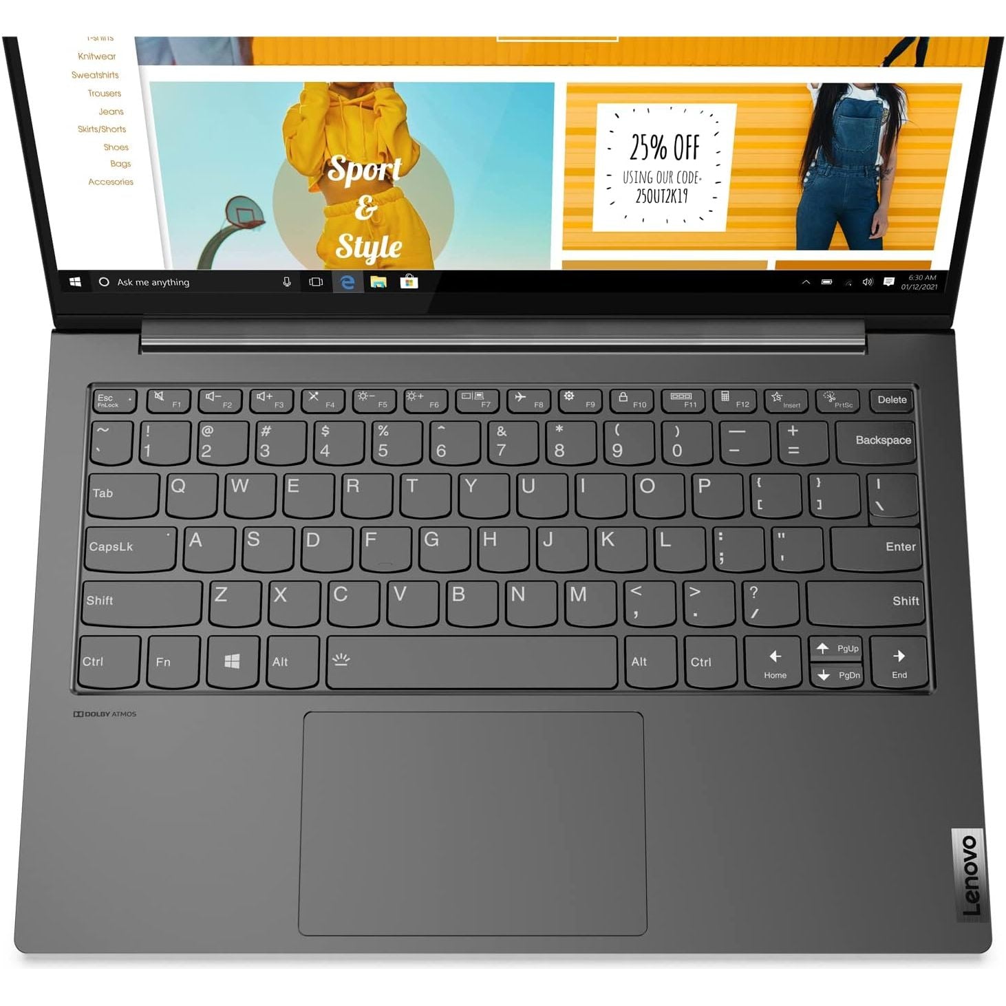 Lenovo Yoga Slim 7 13.3 Inch 2.5K Laptop - AMD Ryzen 7 5800U, Integrated AMD Radeon Graphics, 8GB RAM, 512GB SSD, Windows 11 - Iron Grey - 3