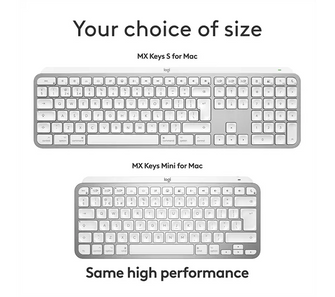LOGITECH MX Keys S for Mac Wireless Keyboard - Pale Grey - 5