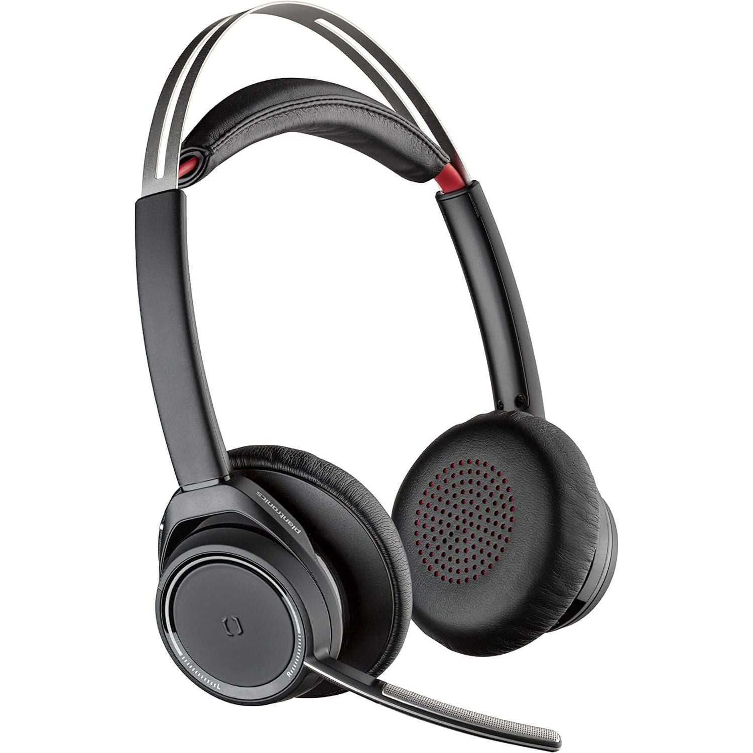 Plantronics - Voyager Focus UC with Charge Stand (Poly) - Bluetooth Dual-Ear (Stereo) Headset with Boom Mic - USB-A PC/Mac Compatible - Active Noise Canceling-Works with Teams (Certified), Zoom & more - 1