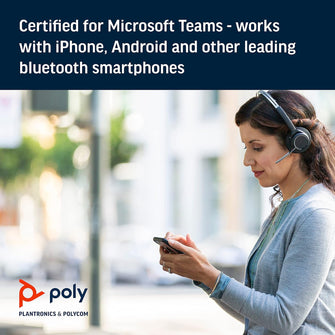 Plantronics - Voyager Focus UC with Charge Stand (Poly) - Bluetooth Dual-Ear (Stereo) Headset with Boom Mic - USB-A PC/Mac Compatible - Active Noise Canceling-Works with Teams (Certified), Zoom & more - 3
