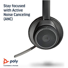 Plantronics - Voyager Focus UC with Charge Stand (Poly) - Bluetooth Dual-Ear (Stereo) Headset with Boom Mic - USB-A PC/Mac Compatible - Active Noise Canceling-Works with Teams (Certified), Zoom & more - 4