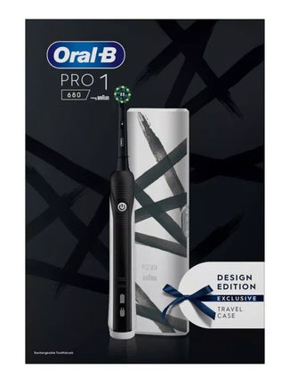 Oral-B Pro Series 1 Black Electric Toothbrush, Design Edition Exclusive Travel Case By Braun - 1