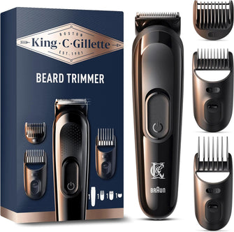 King C. Gillette Cordless Beard Trimmer Kit for Men, Electric Razor for Men with Lifetime Sharp Blades, Includes 3 Interchangeable Hair Clipper Combs - 1